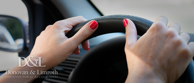 Woman driving car